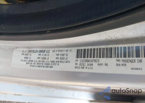 2012 Chrysler 200 Touring from USA, damaged, VIN 1C3CCBBB6CN278573